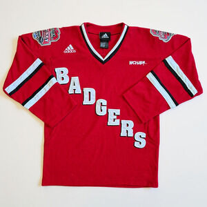 Adidas Wisconsin Badgers WCHA Hockey Jersey Youth S/M Cardinal Red